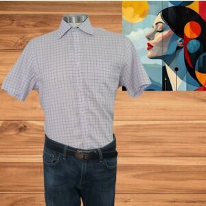 Black Brown 1826 Shirt Men  Button Down Check Multicolor‎  Fitted Sz 15.5